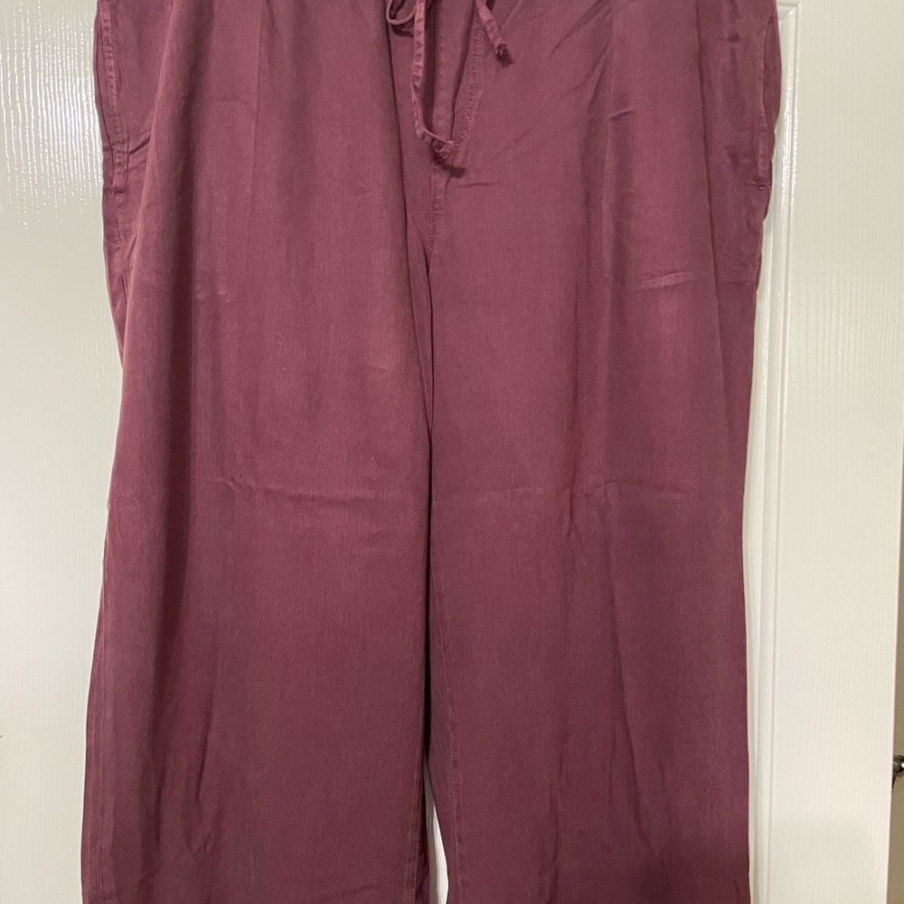 Women's Burgundy Wide-Leg Pants Slink Jeans 1X - Picture 3 of 5